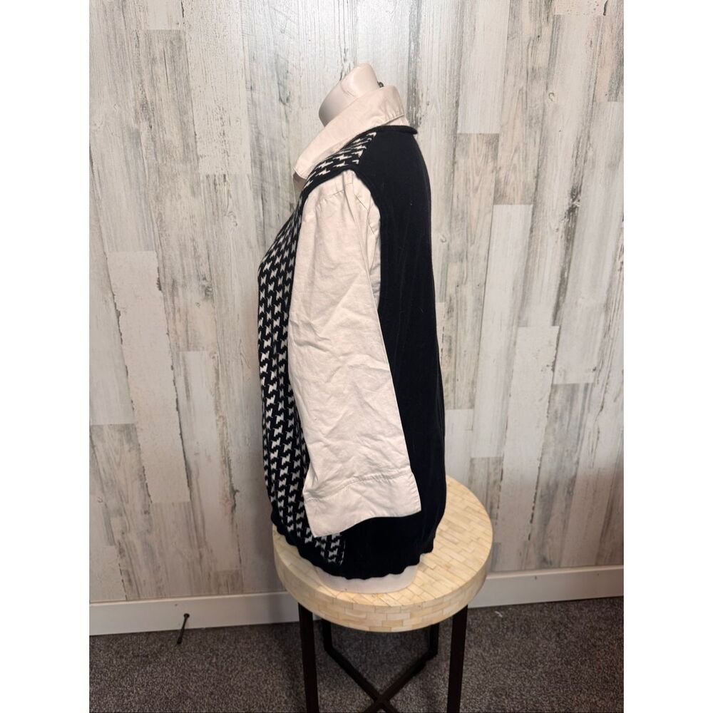 Covington Woman 2-in-1 Mock Sweater Vest Shirt Womens 16-18W Black White Houndst - Picture 5 of 5